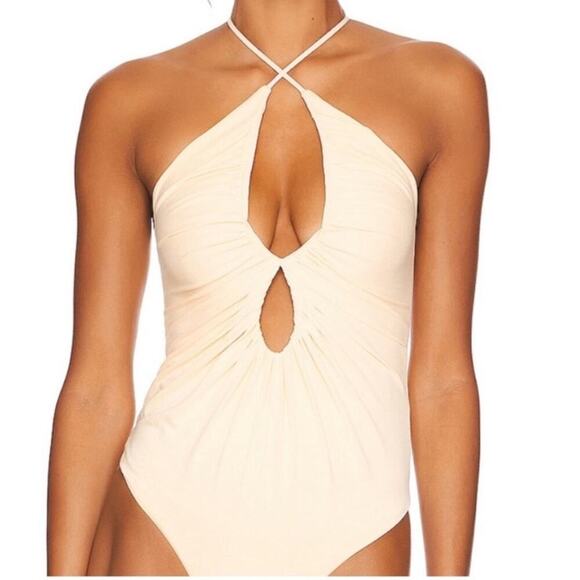 Revolve Camila Coelho Butter Yellow Modal One-piece Bodysuit, size M - Picture 1 of 12